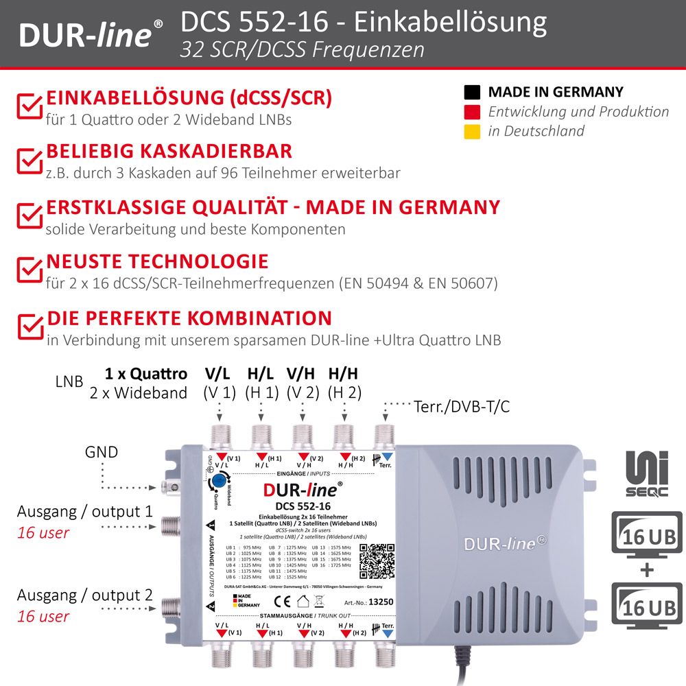 DUR-line DCS 552-16 - Einkabellösung – Produktmerkmale im Überblick DUR-line DCS 552-16 - Einkabellösung – Produktmerkmale im Überblick