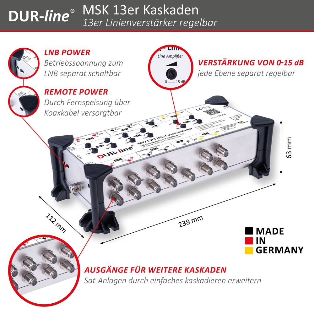 DUR-line MSV 1313 HQ - Linienverstärker – Abmessungen