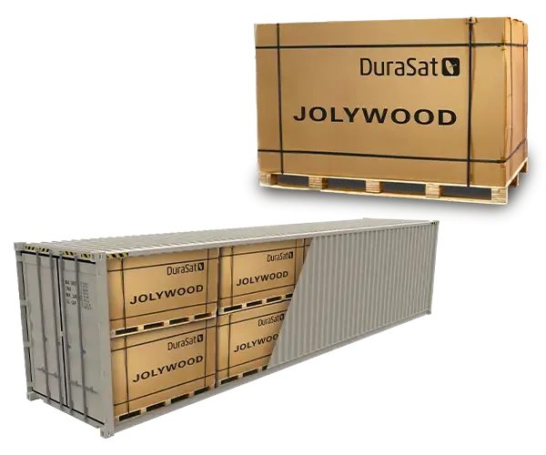 Modul-Palette und Container mit PV-Modulen