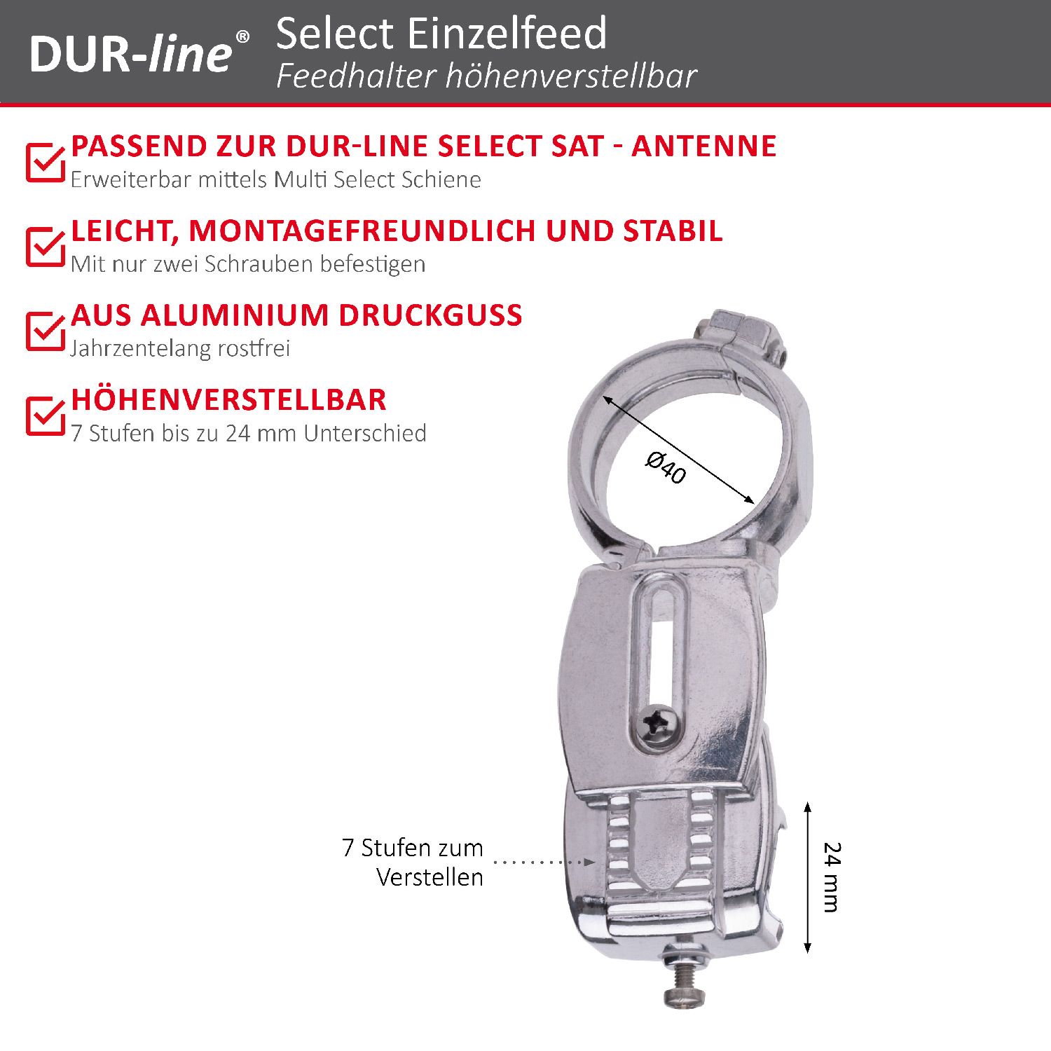 DUR-line Select Einzelfeed höhenverstellbar - Feedhalter – Produktmerkmale im Überblick DUR-line Select Einzelfeed höhenverstellbar - Feedhalter – Produktmerkmale im Überblick