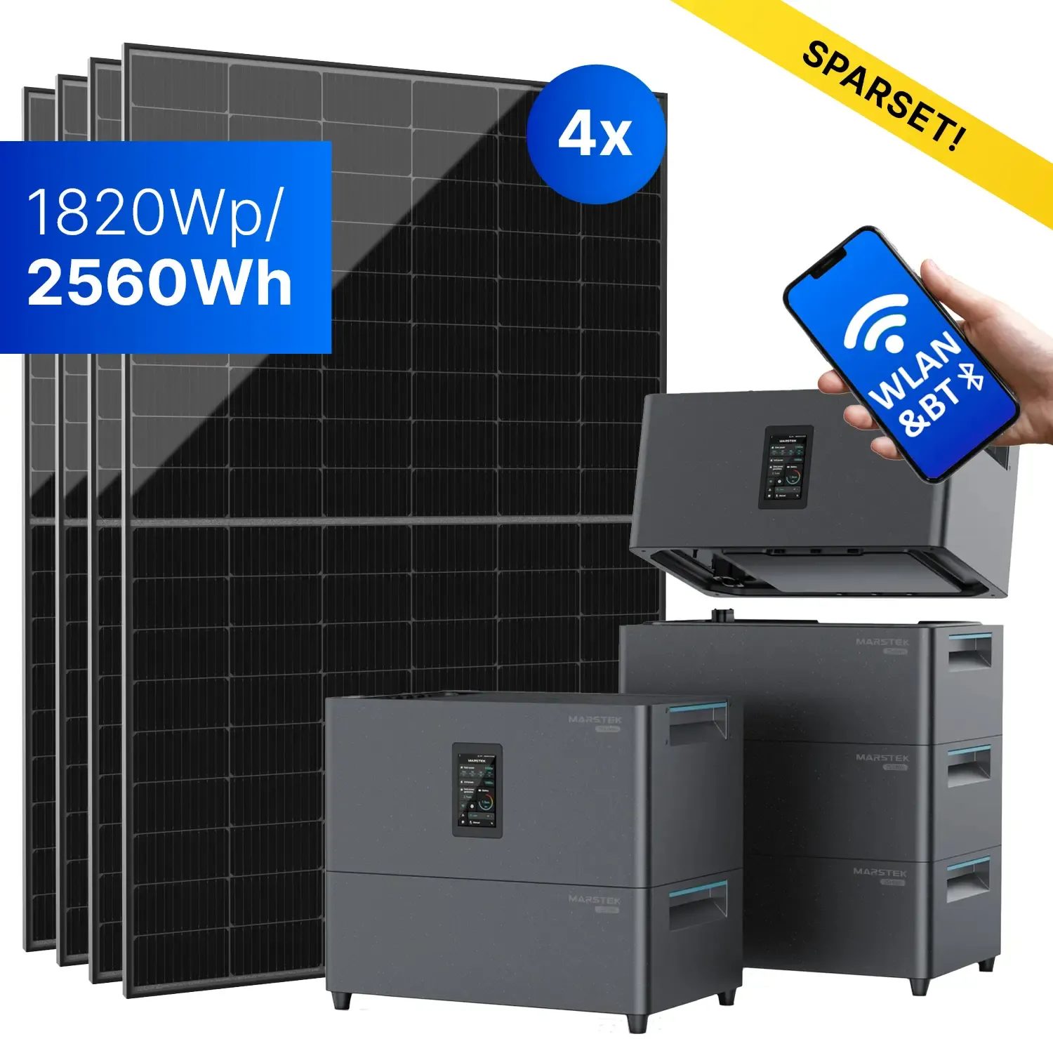 Balkonkraftwerk mit Marstek Jupiter C+ - 1820Wp/2560Wh - Mini-PV-Anlage 