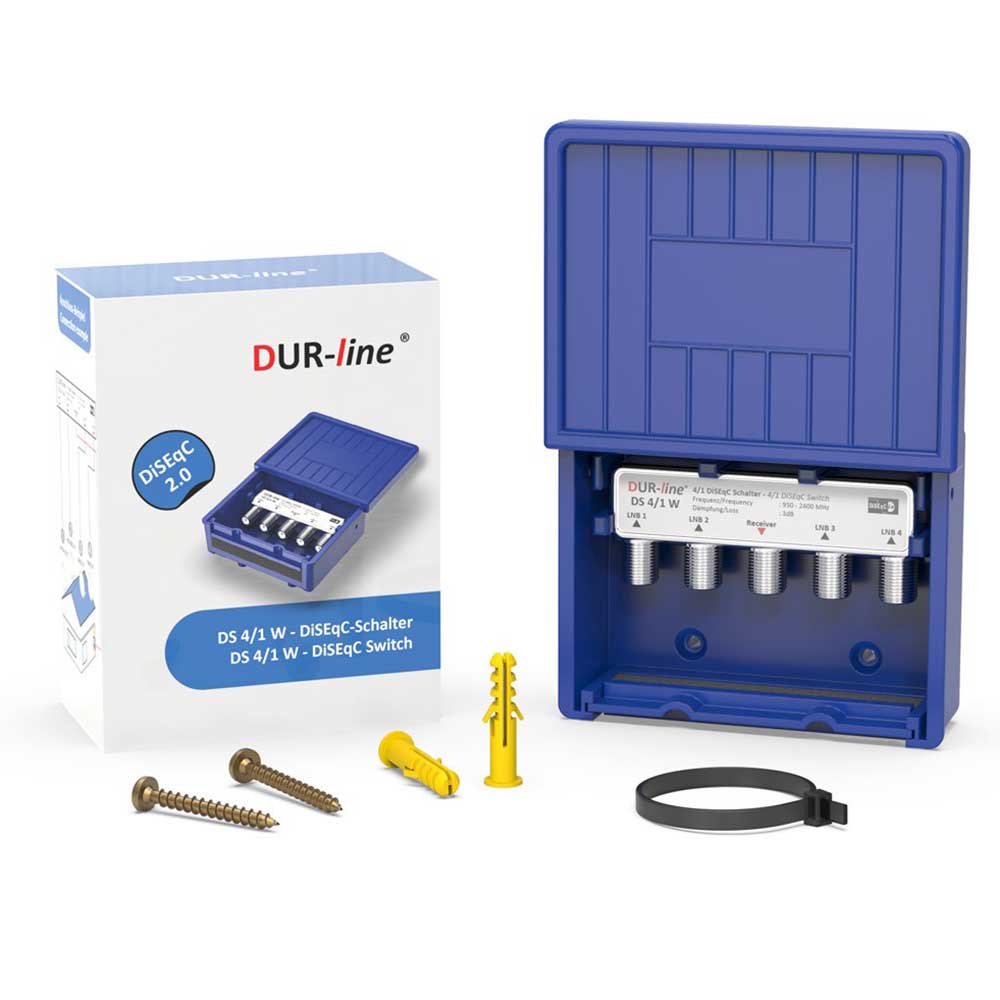 DUR-line DS 4/1 W DiSEqC-Schalter – mit Zubehör im Lieferumfang